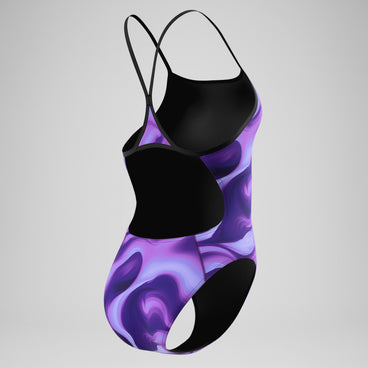 Women's Team Printed Turnback Swimsuit Purple