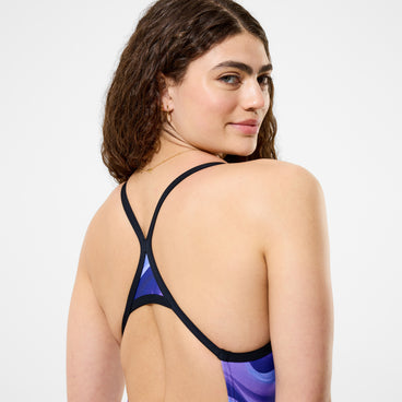 Women's Team Printed Turnback Swimsuit Purple
