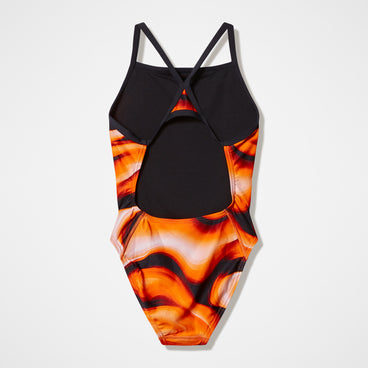 Women's Team Printed Turnback Swimsuit Orange