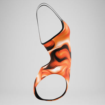 Women's Team Printed Turnback Swimsuit Orange