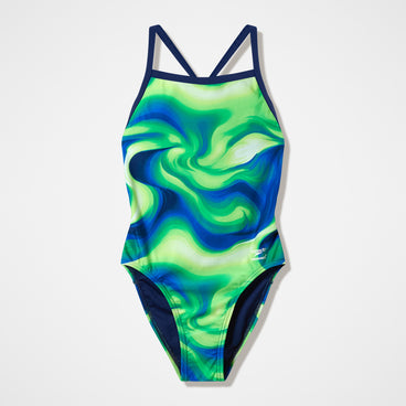 Women's Team Printed Turnback Swimsuit Blue/Green