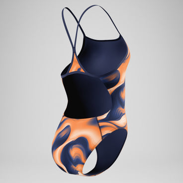 Women's Team Topography Turnback Swimsuit Navy/Orange