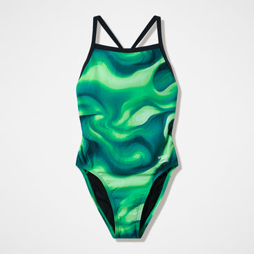 Women's Team Printed Turnback Swimsuit Green