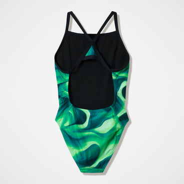 Women's Team Printed Turnback Swimsuit Green