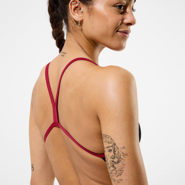 Women's Team EnduranceX V-Back 2.0 Swimsuit Black/Maroon
