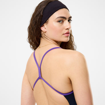 Women's Team EnduranceX V-Back 2.0 Swimsuit Black/Purple