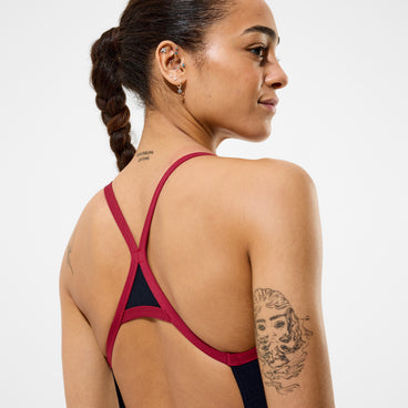 Women's Team EnduranceX Turnback Swimsuit Black/Maroon