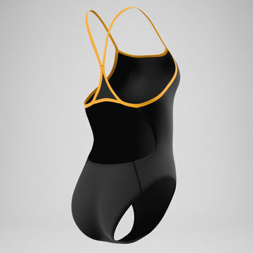 Women's Team EnduranceX Turnback Swimsuit Black/Yellow