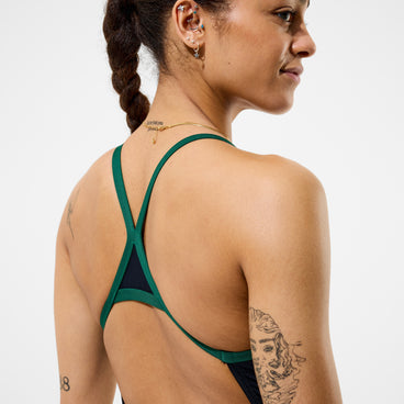 Women's Team EnduranceX Turnback Swimsuit Black/Green