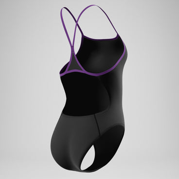 Women's Team EnduranceX Turnback Swimsuit Black/Purple