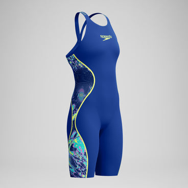Women's Fastskin LZR Pure Intent 2.0 Openback Kneeskin Navy/Blue/Yellow