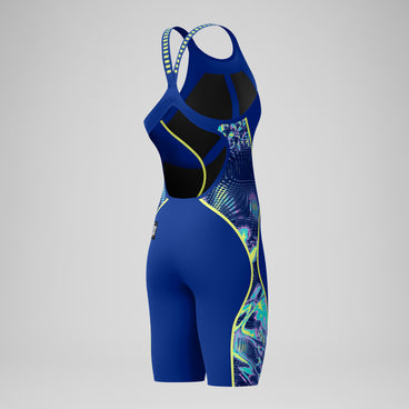 Women's Fastskin LZR Pure Intent 2.0 Openback Kneeskin Navy/Blue/Yellow