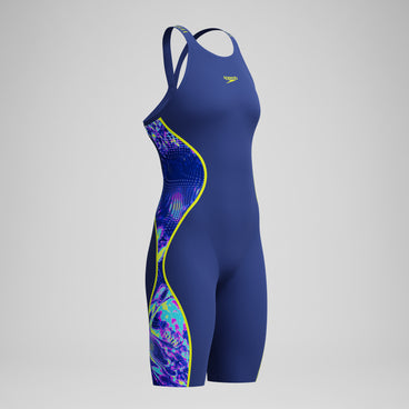 Women's Fastskin LZR Pure Intent 2.0 Openback Kneeskin Navy/Blue/Yellow