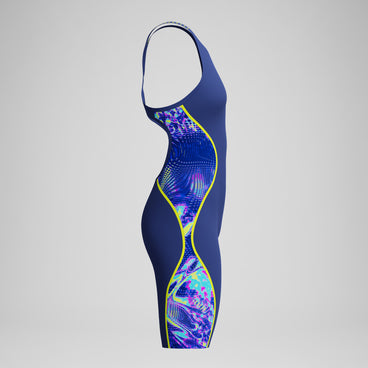 Women's Fastskin LZR Pure Intent 2.0 Openback Kneeskin Navy/Blue/Yellow