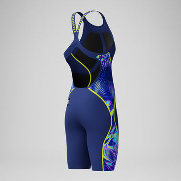 Women's Fastskin LZR Pure Intent 2.0 Openback Kneeskin Navy/Blue/Yellow