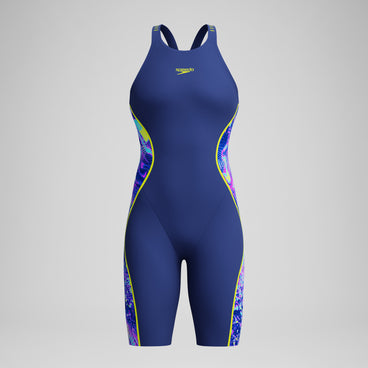 Women's Fastskin LZR Pure Intent 2.0 Closedback Kneeskin Navy/Blue/Yellow
