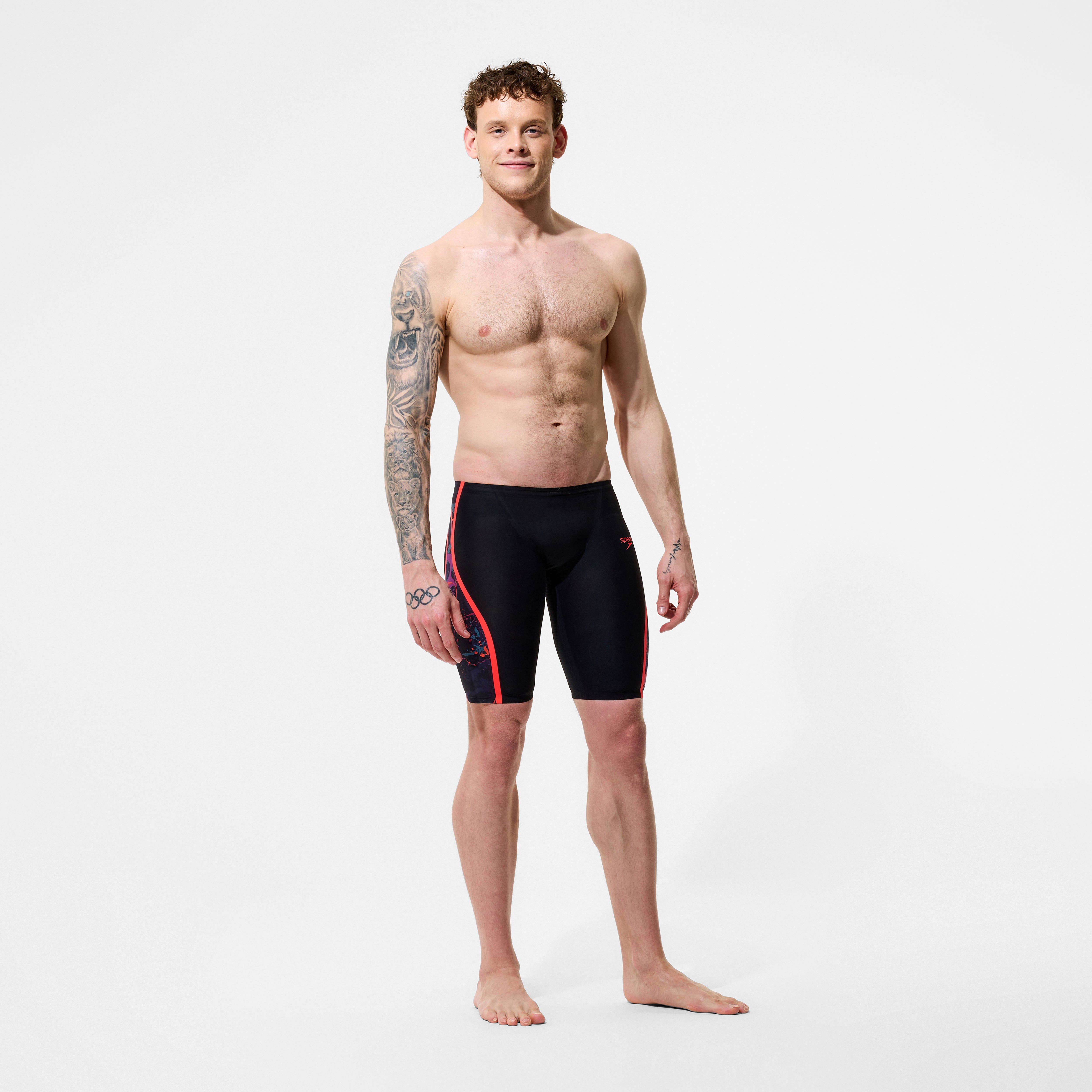 Men's Fastskin LZR Pure Intent 2.0 Printed Jammer Black/Red | Speedo