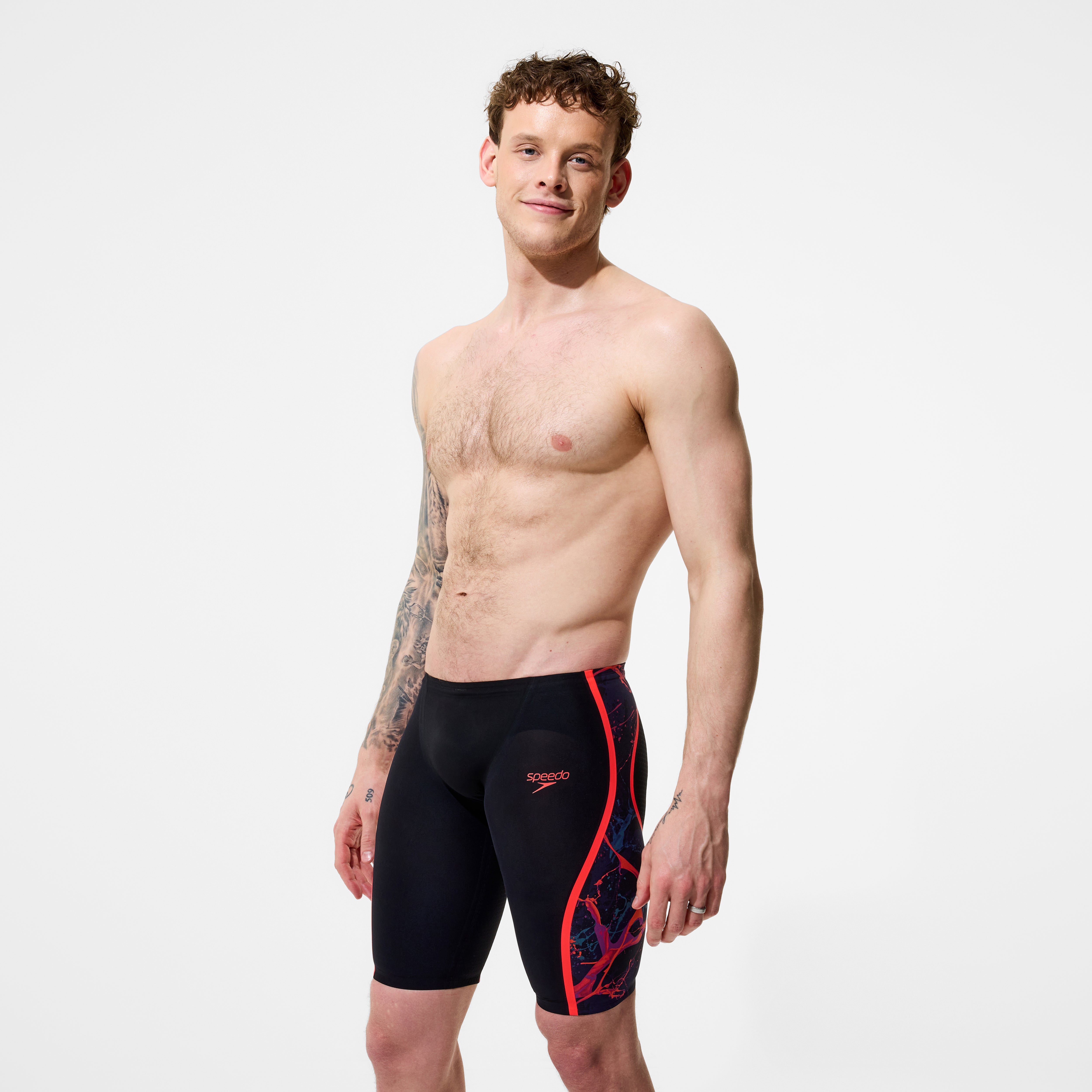 Men's Fastskin LZR Pure Intent 2.0 Printed Jammer Black/Red | Speedo