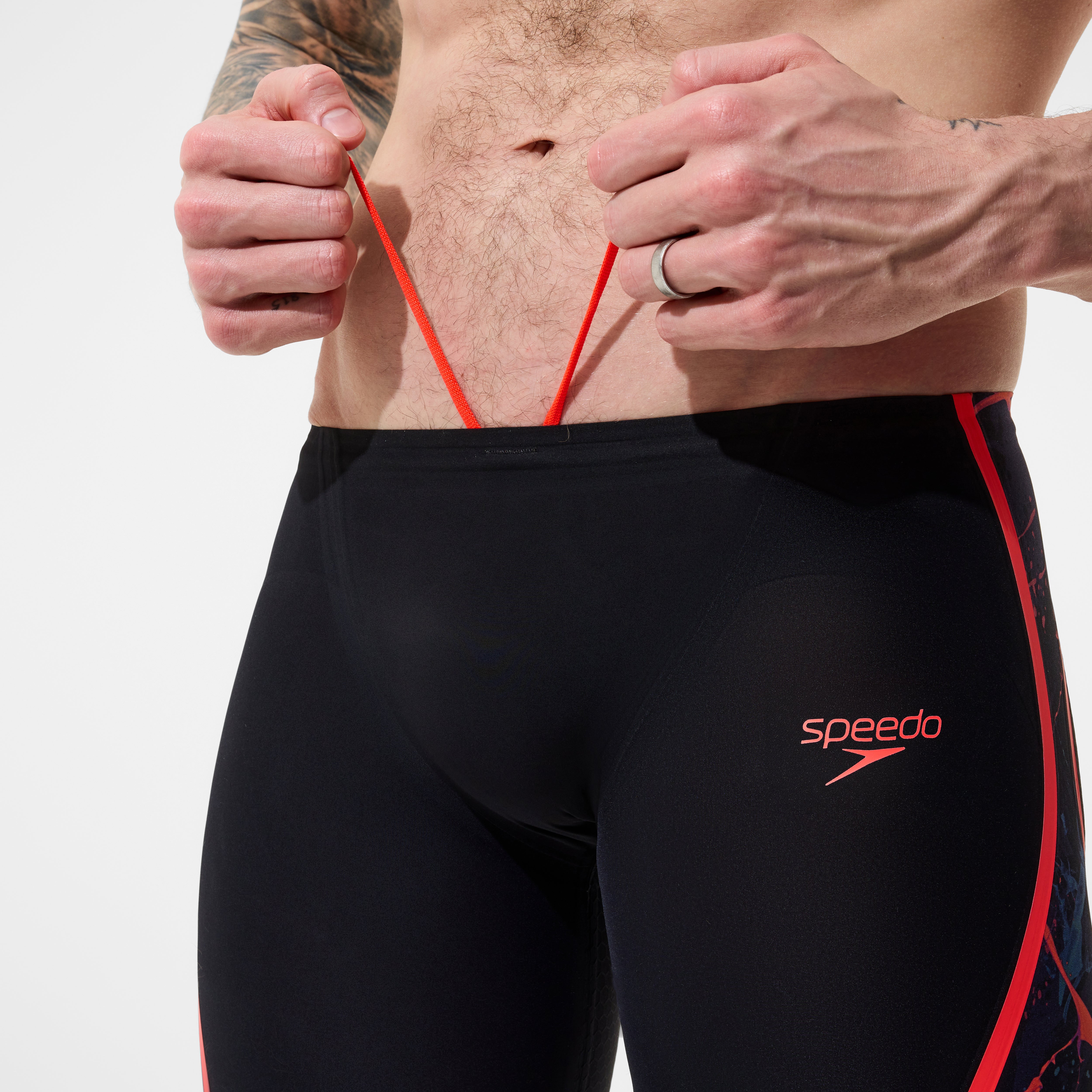 Men's Fastskin LZR Pure Intent 2.0 Printed Jammer Black/Red | Speedo