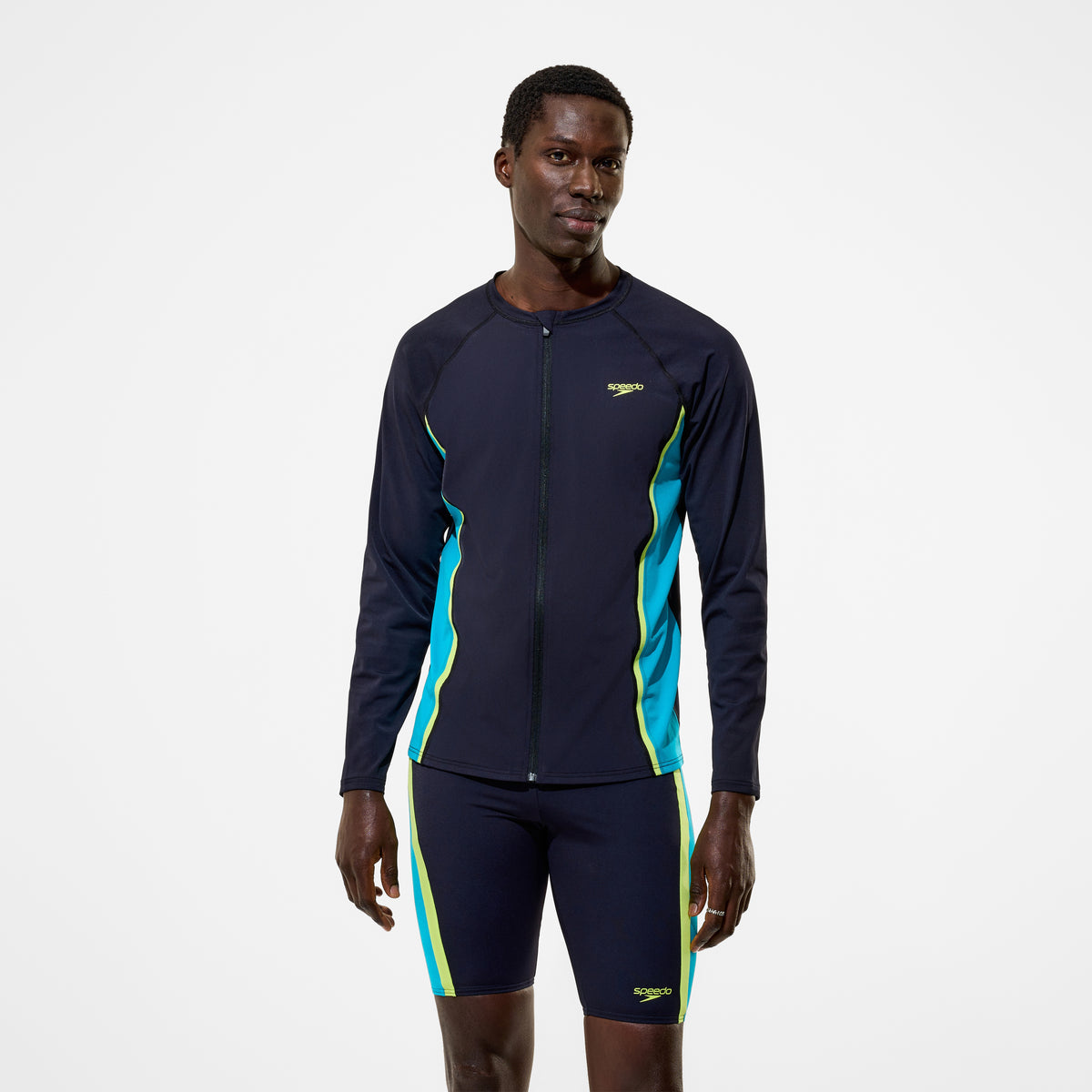 Hyperboom Splice Long Sleeve Zip Rashguard Black Turquoise