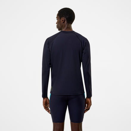 Men's Hyperboom Splice Long Sleeve Zip Rashguard Black/Turquoise