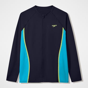 Men's Hyperboom Splice Long Sleeve Zip Rashguard Black/Turquoise