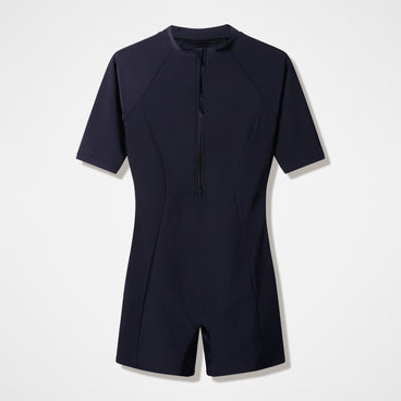 Women's Modern Coverage Short Sleeve Legsuit Black