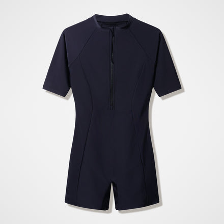 Women's Modern Coverage Short Sleeve Legsuit Black