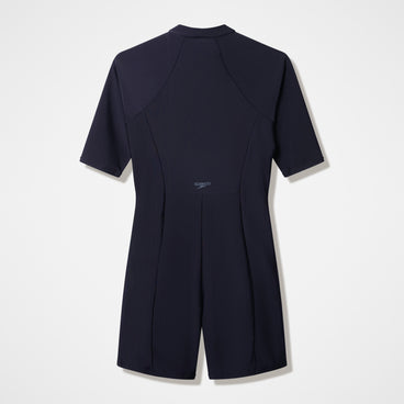 Women's Modern Coverage Short Sleeve Legsuit Black