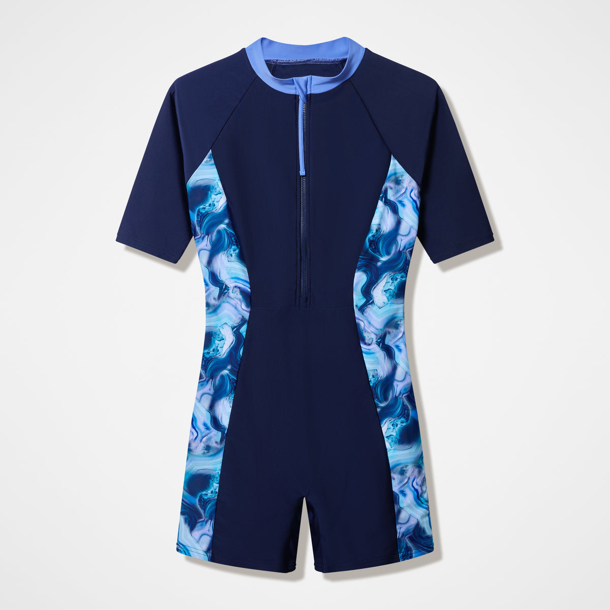 Modern Coverage Short Sleeve Legsuit Navy Blue