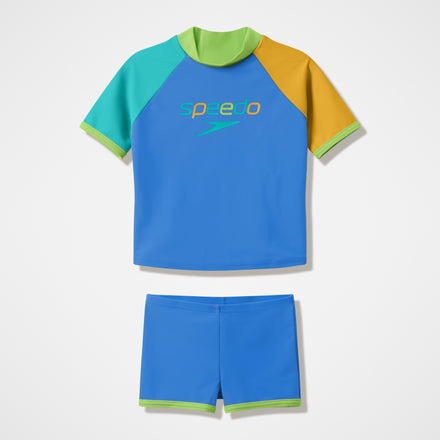 Infants Short Sleeve Rashguard Set Blue/Orange