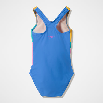 Infant Girls Radiating Splice Swimsuit Blue/Yellow