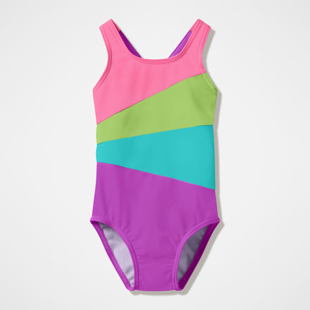 Infant Girls Radiating Splice Swimsuit Pink/Green
