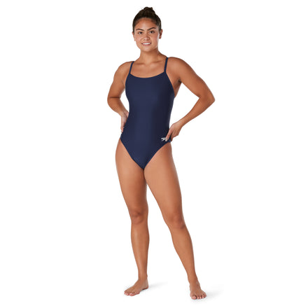Women's Solid Flyback One Piece Blue