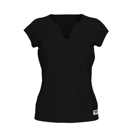 T-shirt à manches courtes ras du cou pour femmes, noir