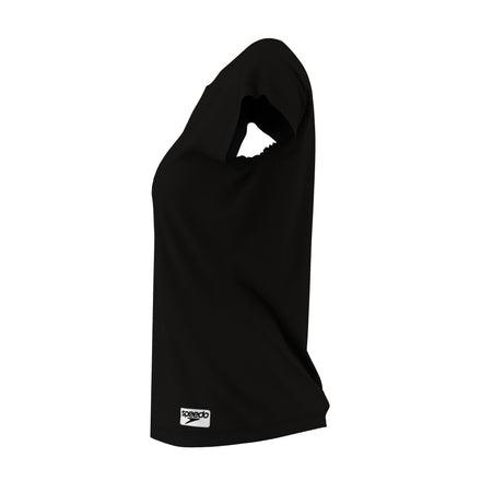 T-shirt à manches courtes ras du cou pour femmes, noir