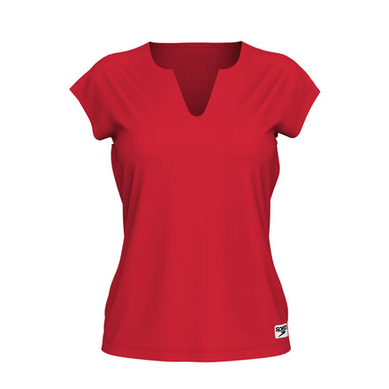 T-shirt à manches courtes ras du cou pour femmes, rouge