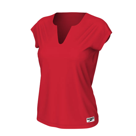 T-shirt à manches courtes ras du cou pour femmes, rouge