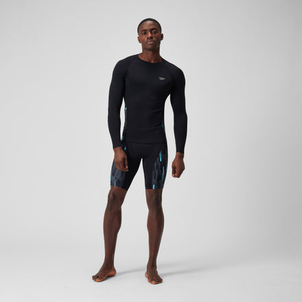 Men's Long Sleeved Sun Protection Top Black/White