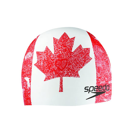 Silicone 'World Tour' Swim Cap Red